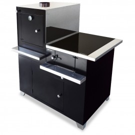 Fogo Compacto / Chapa Vitrocermica / Preto c/ Inox / Sada Esquerda
